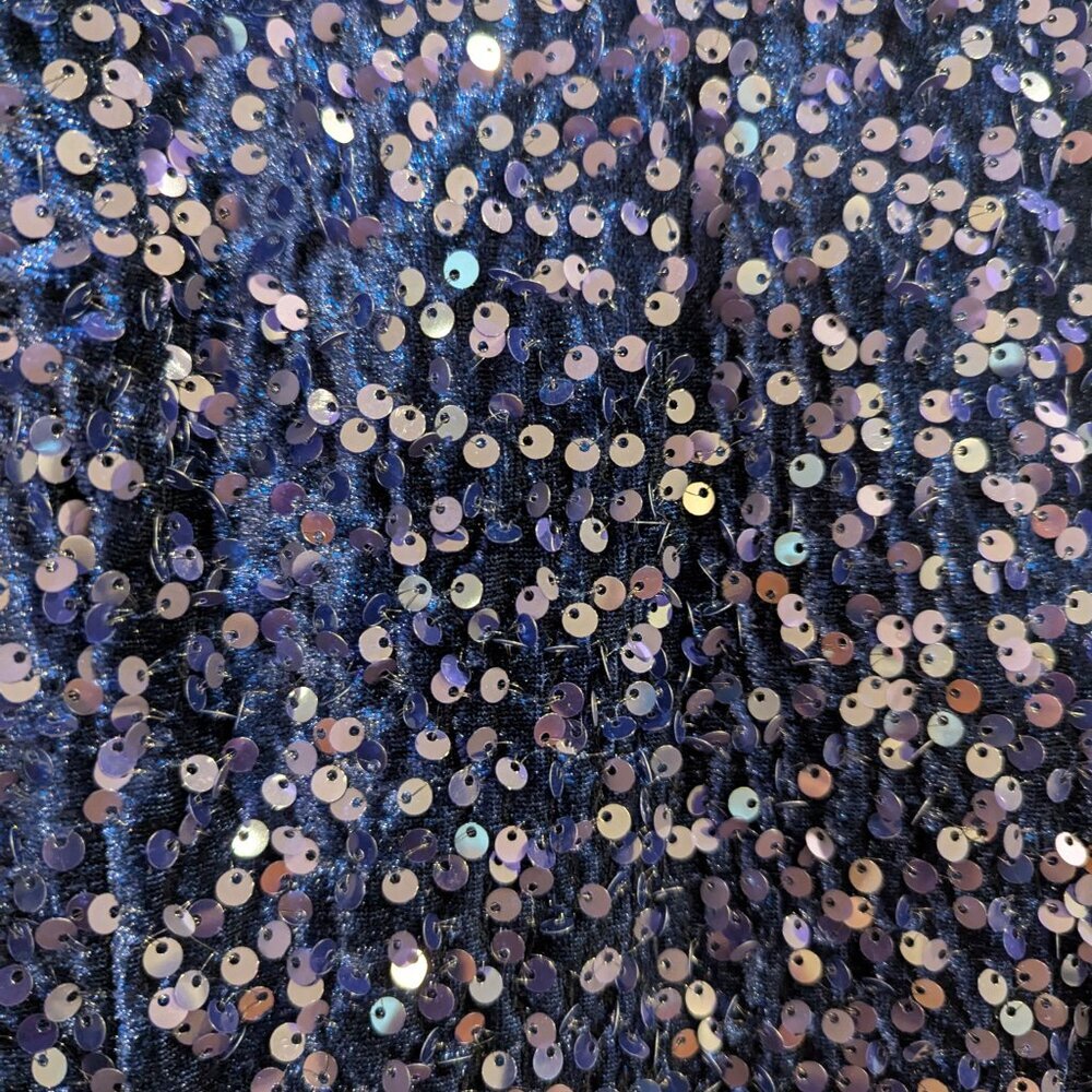 ELIE TAHARI Nwt Chenille Velvet Sequin Dress 8 Midnight Blue Blouson The Robin - Picture 8 of 12